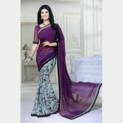 Vinay’s Soft Printed Georgette Sharee with all over rhine stone